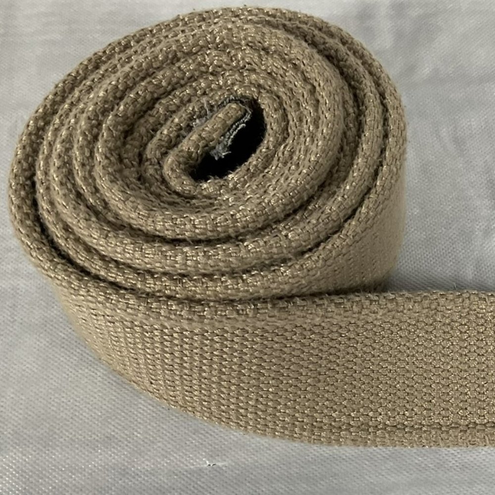 Vintage Beige/Brown Canvas & Faux Leather Double Ring Belt